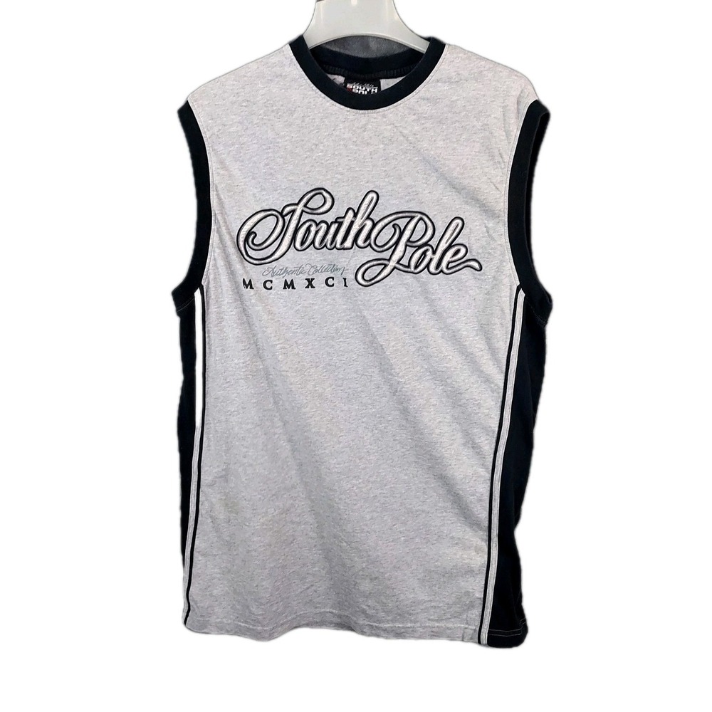 Vintage South pole‎ Size XL Basketball Jersey Embroidered Gray Black Y2K